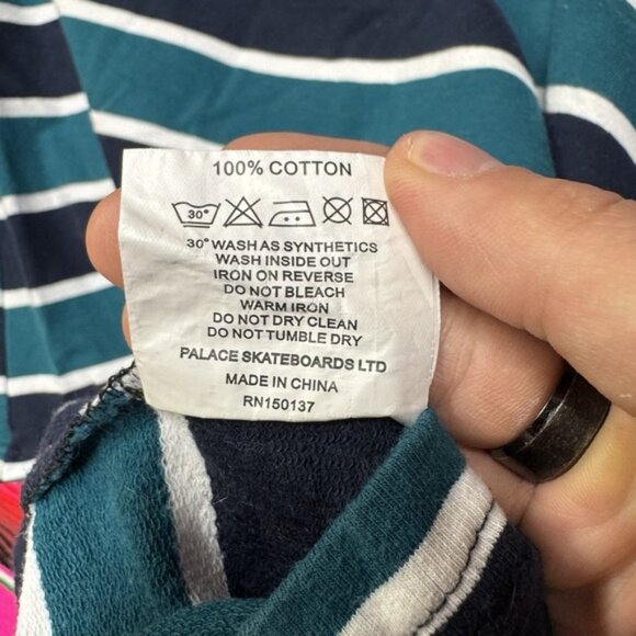 PALACE Shirt Men XL Border Longsleeve‎ Black Green Striped Skater - Picture 4 of 6